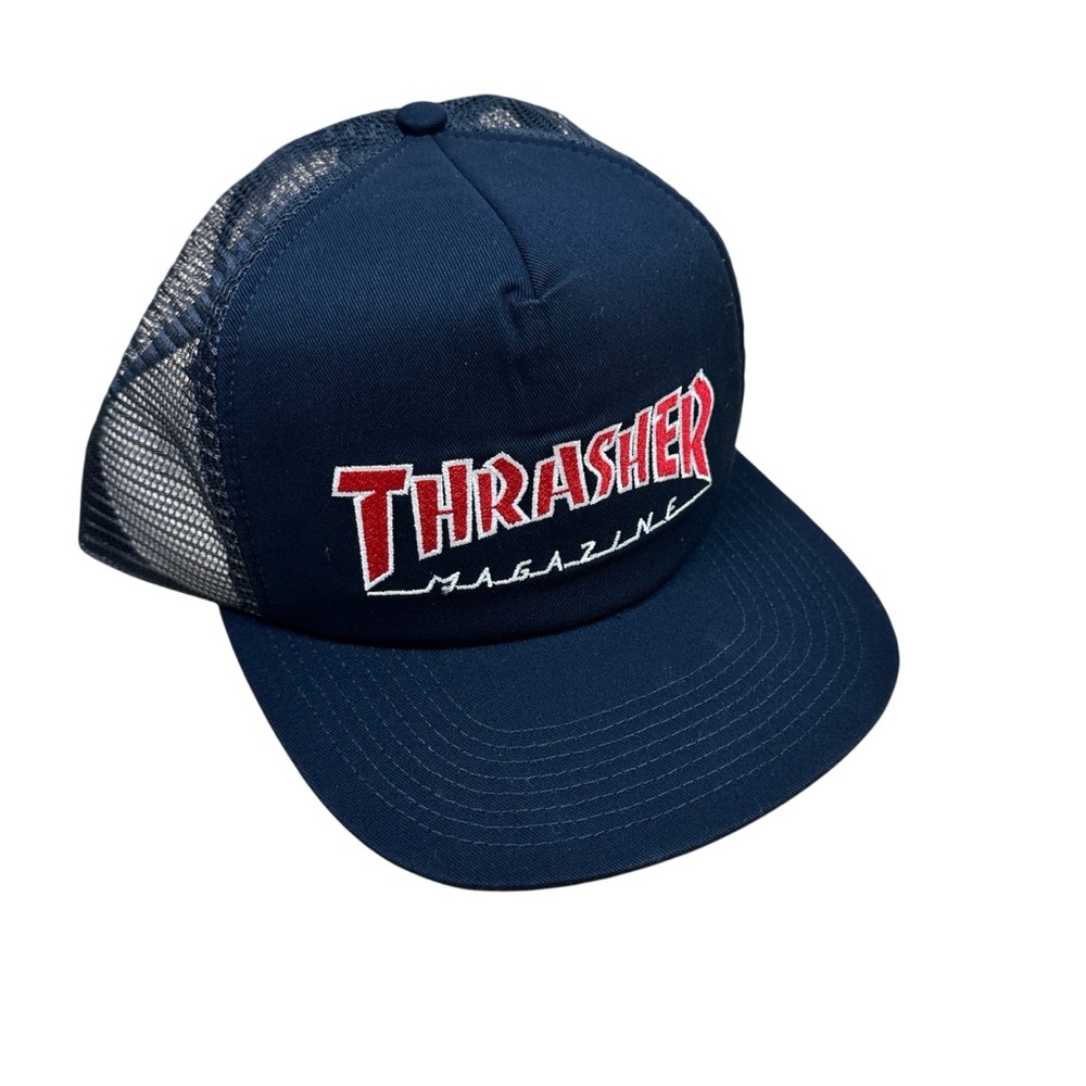 Thrasher Embroidered Navy Blue Trucker Hat